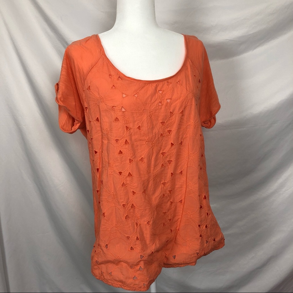Lucky Brand XL Orange Tee with cutout design